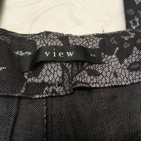 Y2K View Brand Black & Silver Jean Style Floral Pants - Picture 3 of 7